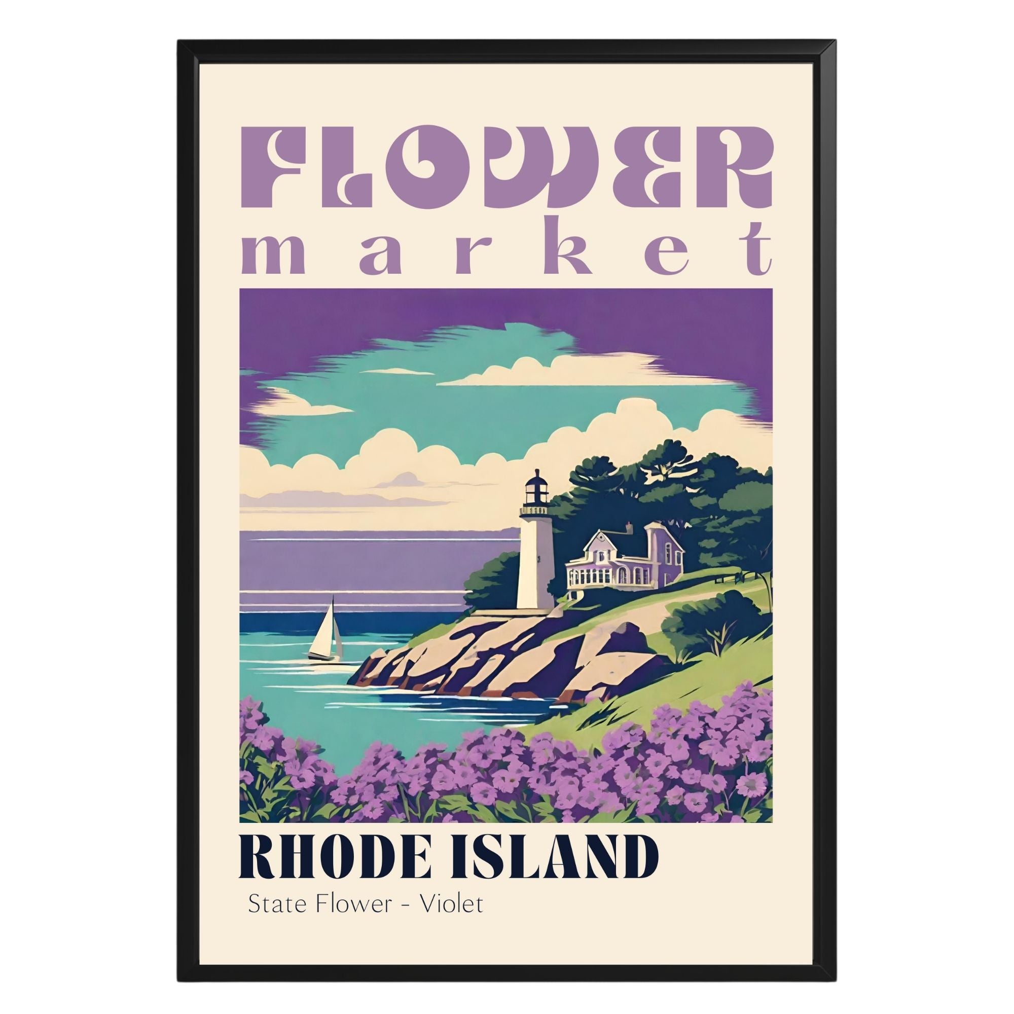 Rhode Island Flower Market Vintage Poster - GroovyGrove