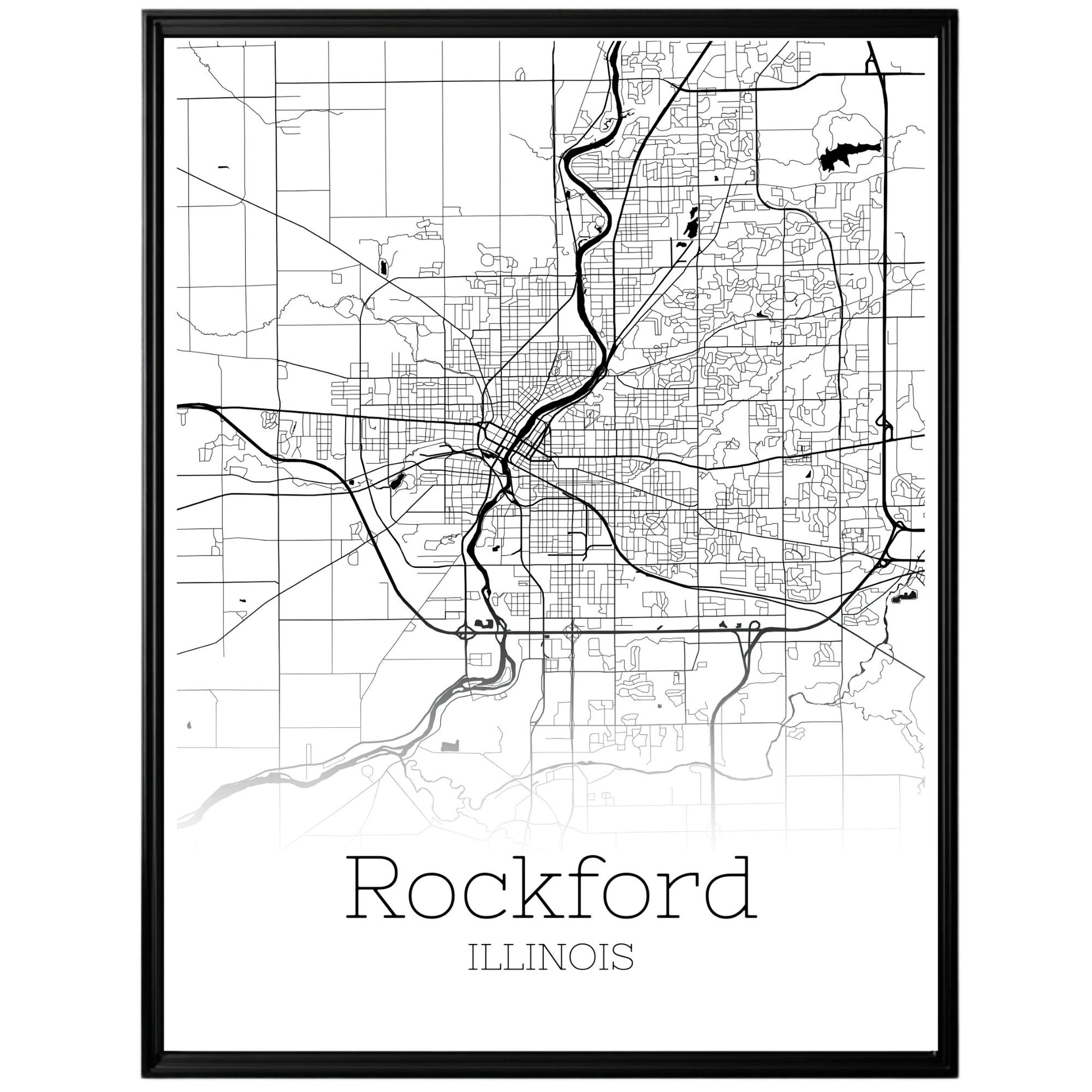 Rockford Illinois City Map Poster - GroovyGrove