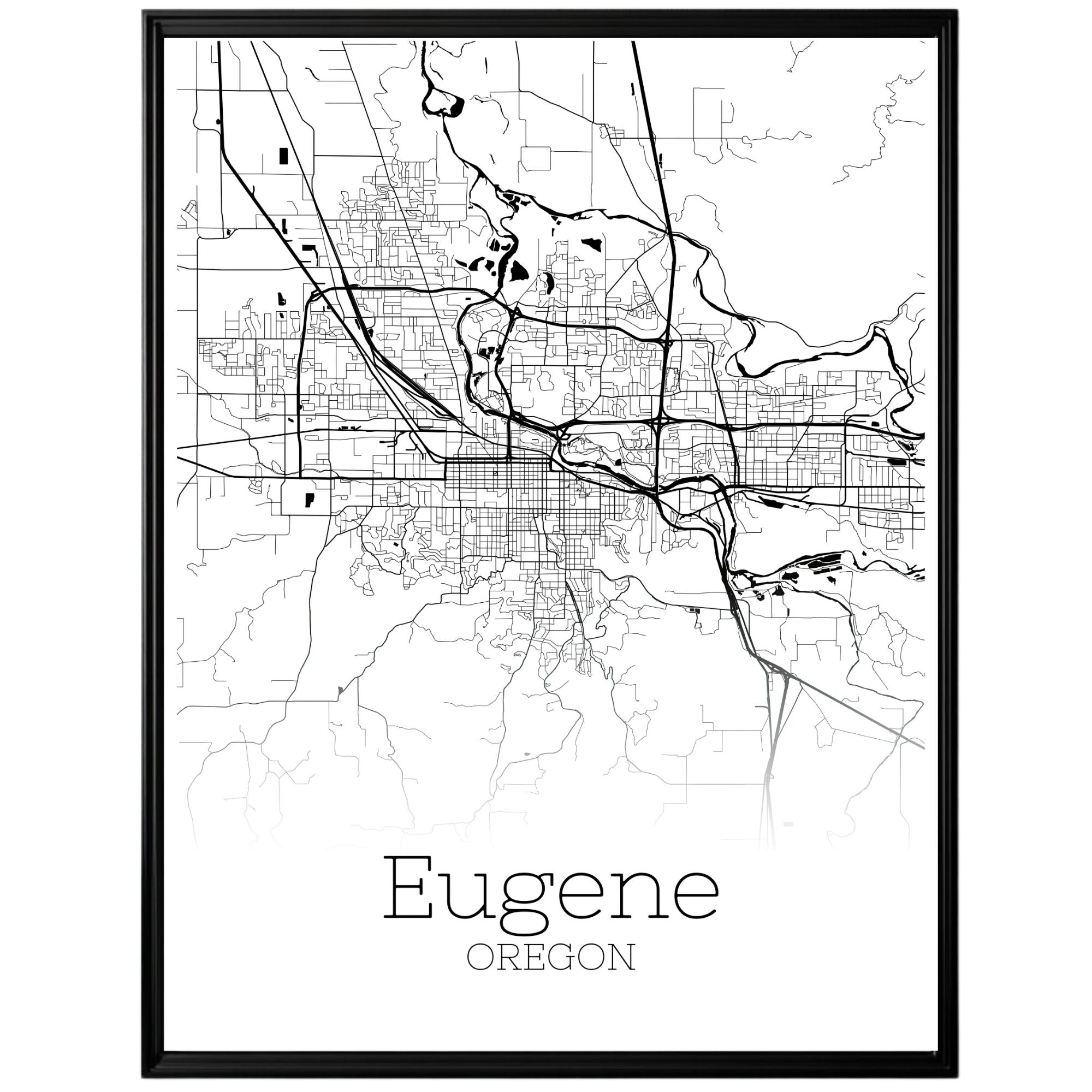 Eugene Oregon City Map Poster - GroovyGrove