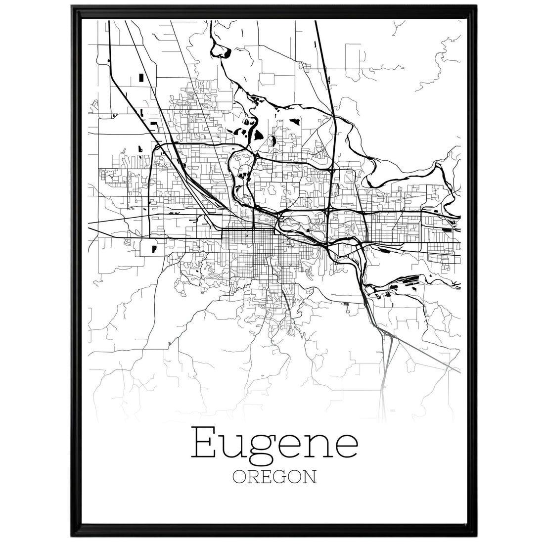 Eugene Oregon City Map Poster - GroovyGrove