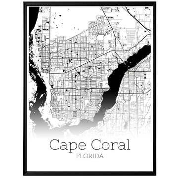 Cape Coral Florida City Map Poster - GroovyGrove