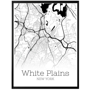 White Plains New York City Map Poster - GroovyGrove