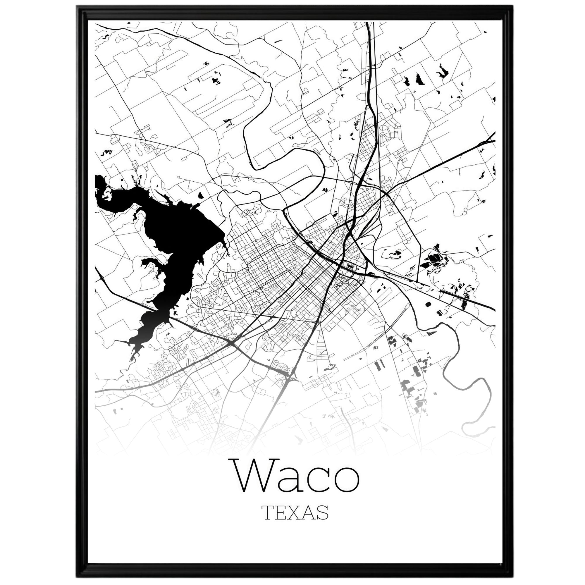 Waco Texas City Map Poster - GroovyGrove