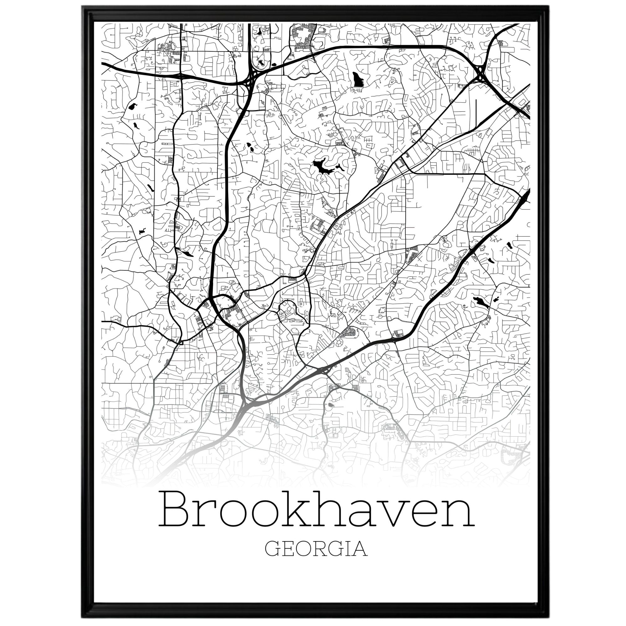 Brookhaven Georgia City Map Poster - GroovyGrove