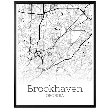 Brookhaven Georgia City Map Poster - GroovyGrove