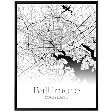 Baltimore Maryland City Map Poster - GroovyGrove