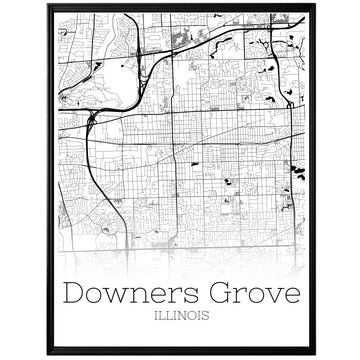 Downers Grove Illinois City Map Poster - GroovyGrove