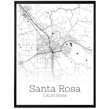 Santa Rosa California City Map Poster - GroovyGrove