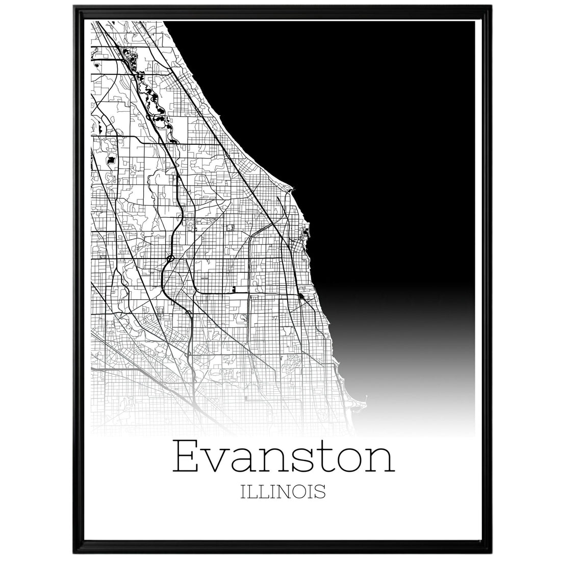 Evanston Illinois City Map Poster - GroovyGrove