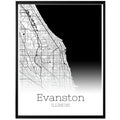 Evanston Illinois City Map Poster - GroovyGrove