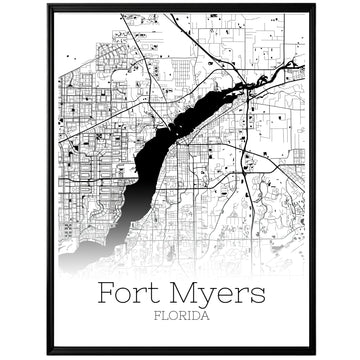 Fort Myers Florida City Map Poster - GroovyGrove