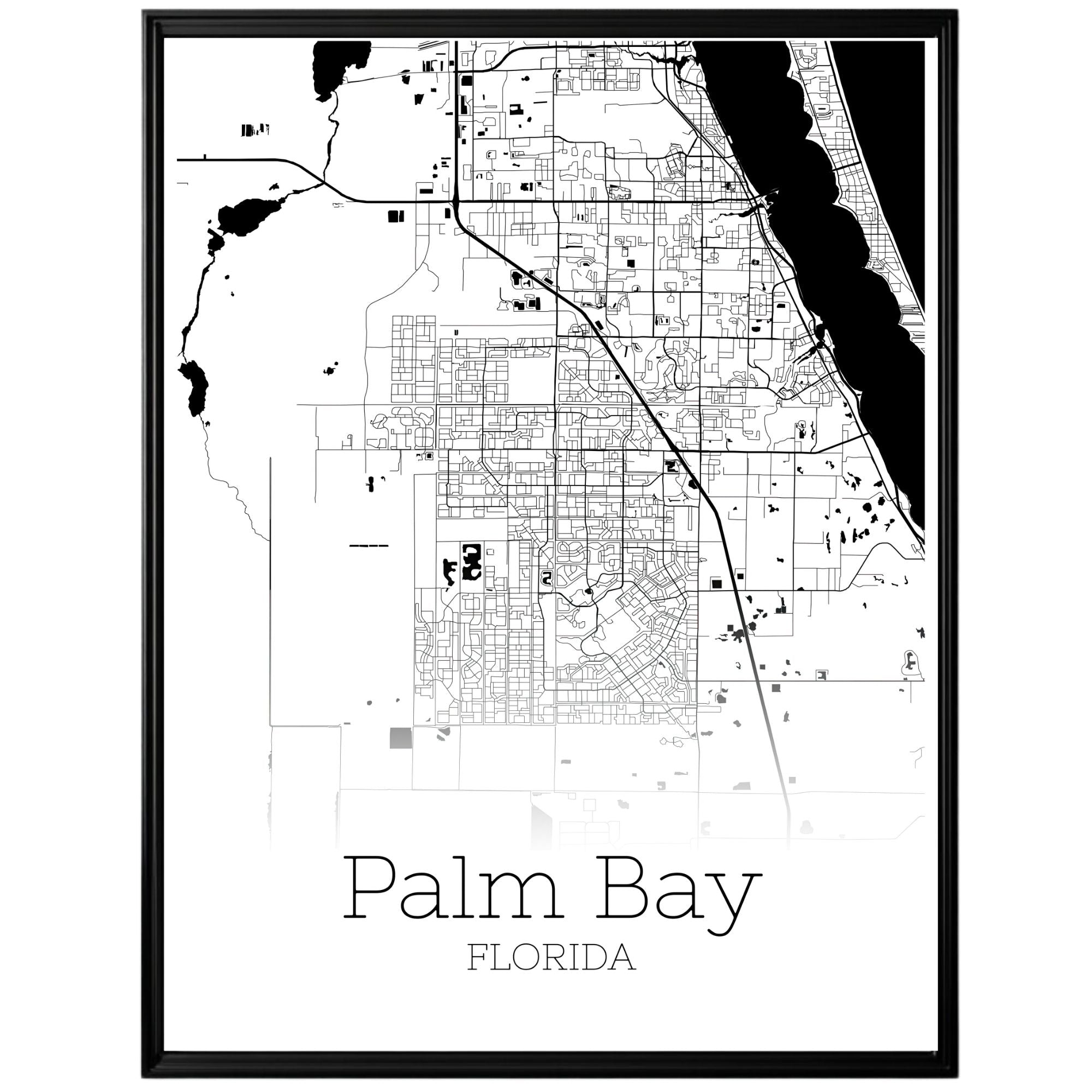 Palm Bay Florida City Map Poster - GroovyGrove