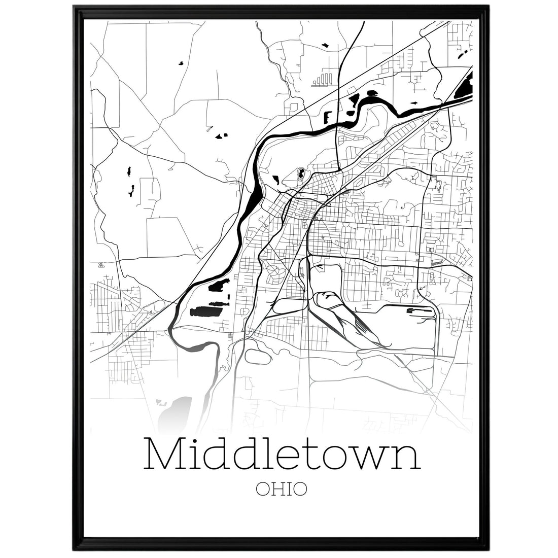 Middletown Ohio City Map Poster - GroovyGrove