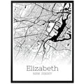 Elizabeth New Jersey City Map Poster - GroovyGrove