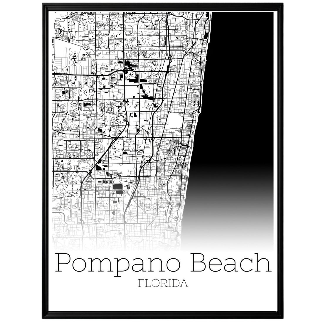 Pompano Beach Florida City Map Poster - GroovyGrove