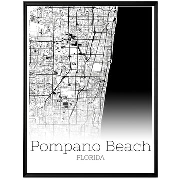 Pompano Beach Florida City Map Poster - GroovyGrove