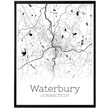 Waterbury Connecticut City Map Poster - GroovyGrove