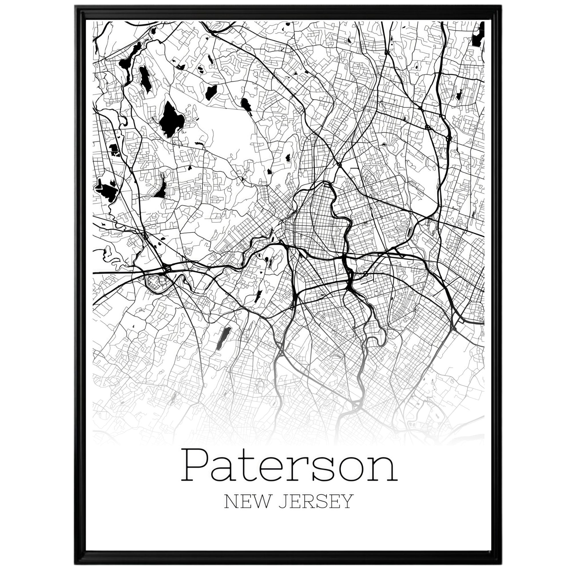 Paterson New Jersey City Map Poster - GroovyGrove