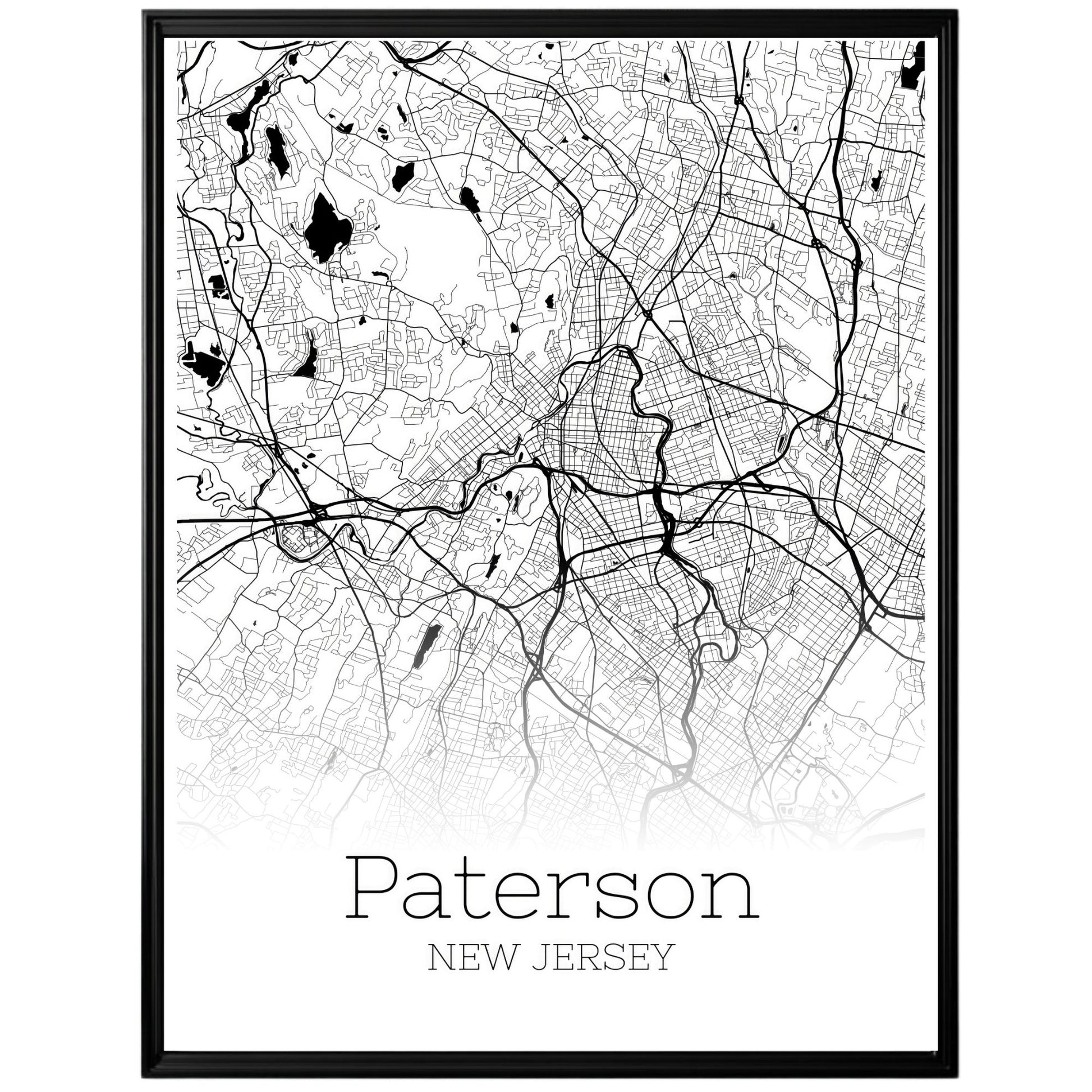 Paterson New Jersey City Map Poster - GroovyGrove