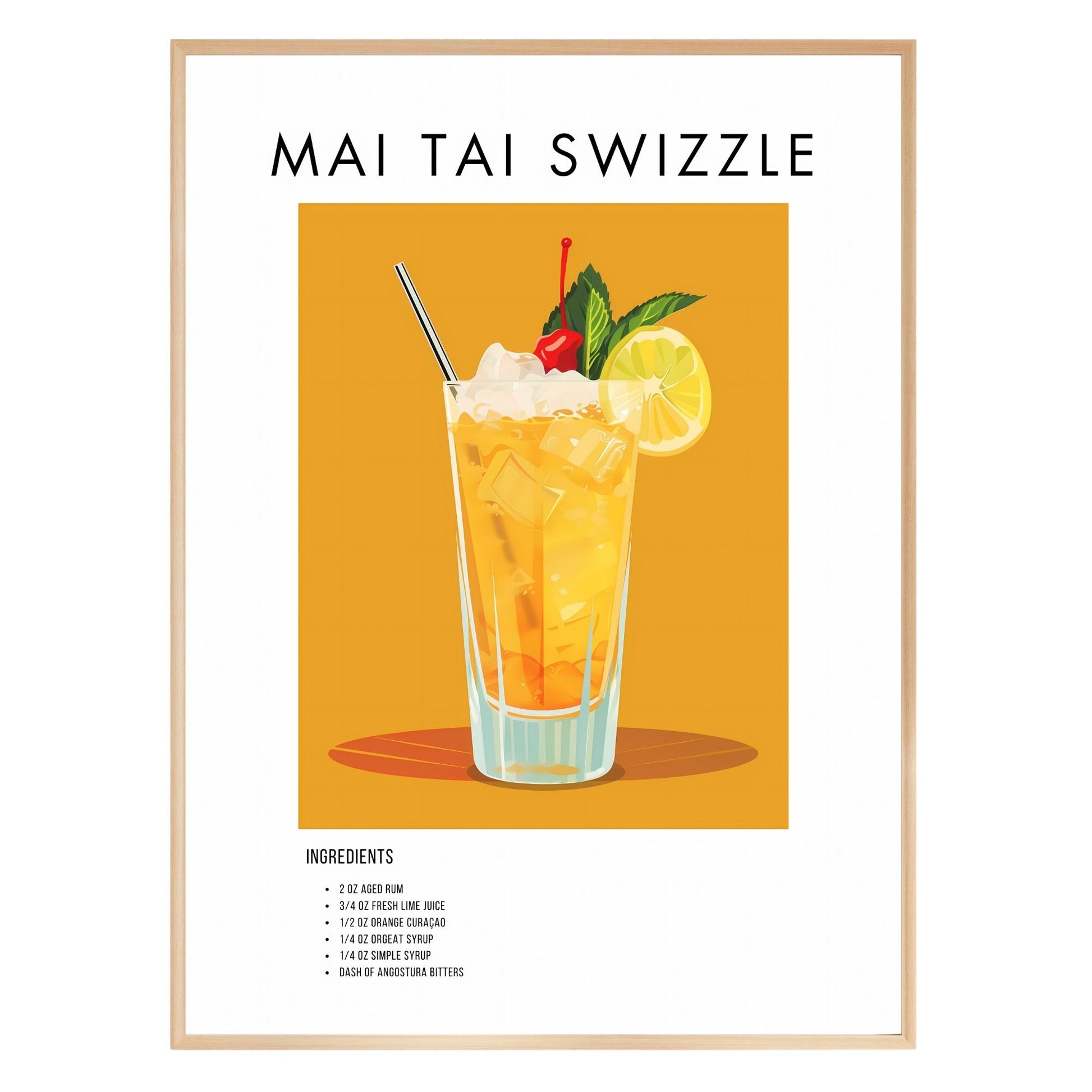 Mai Tai Swizzle Retro Cocktail Poster - GroovyGrove