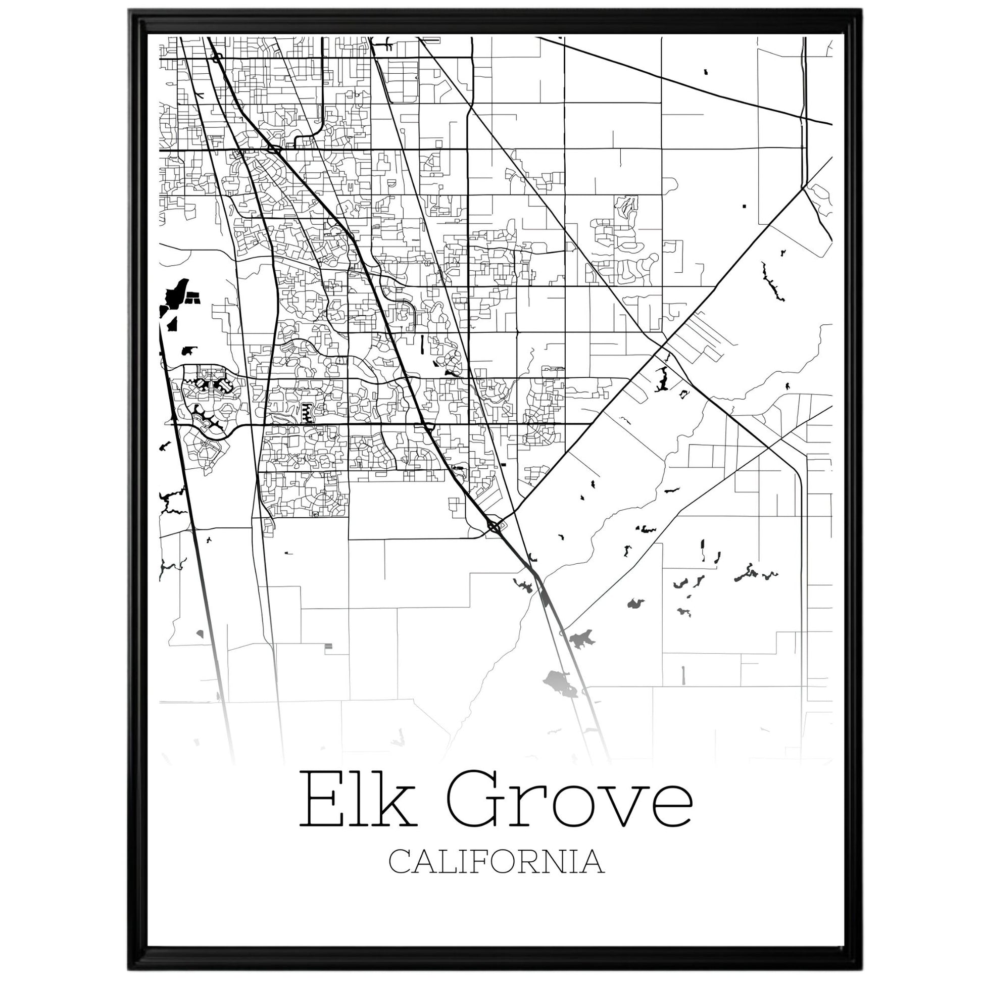 Elk Grove California City Map Poster - GroovyGrove