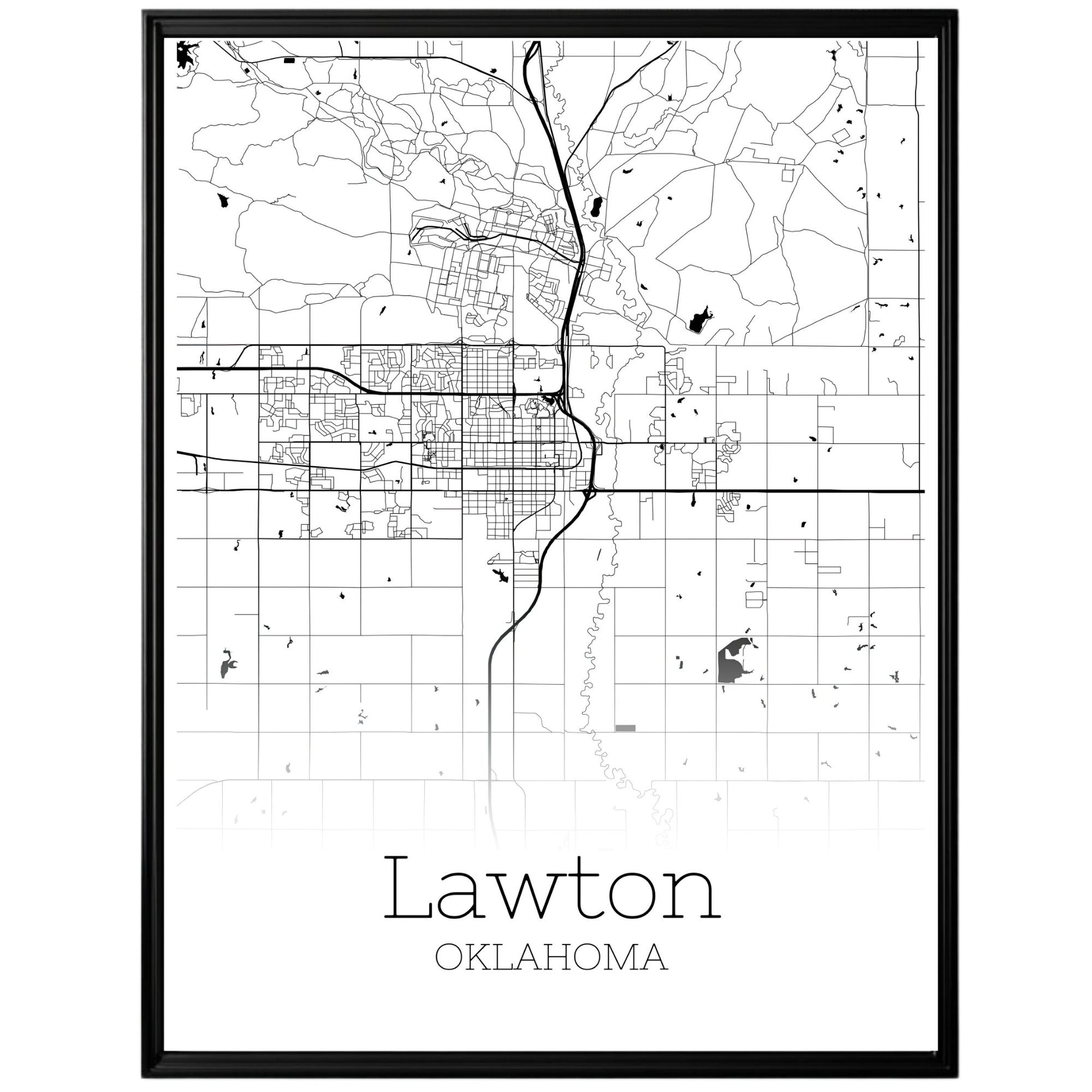 Lawton Oklahoma City Map Poster - GroovyGrove