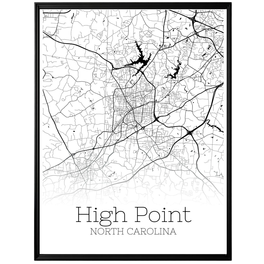 High Point North Carolina City Map Poster - GroovyGrove