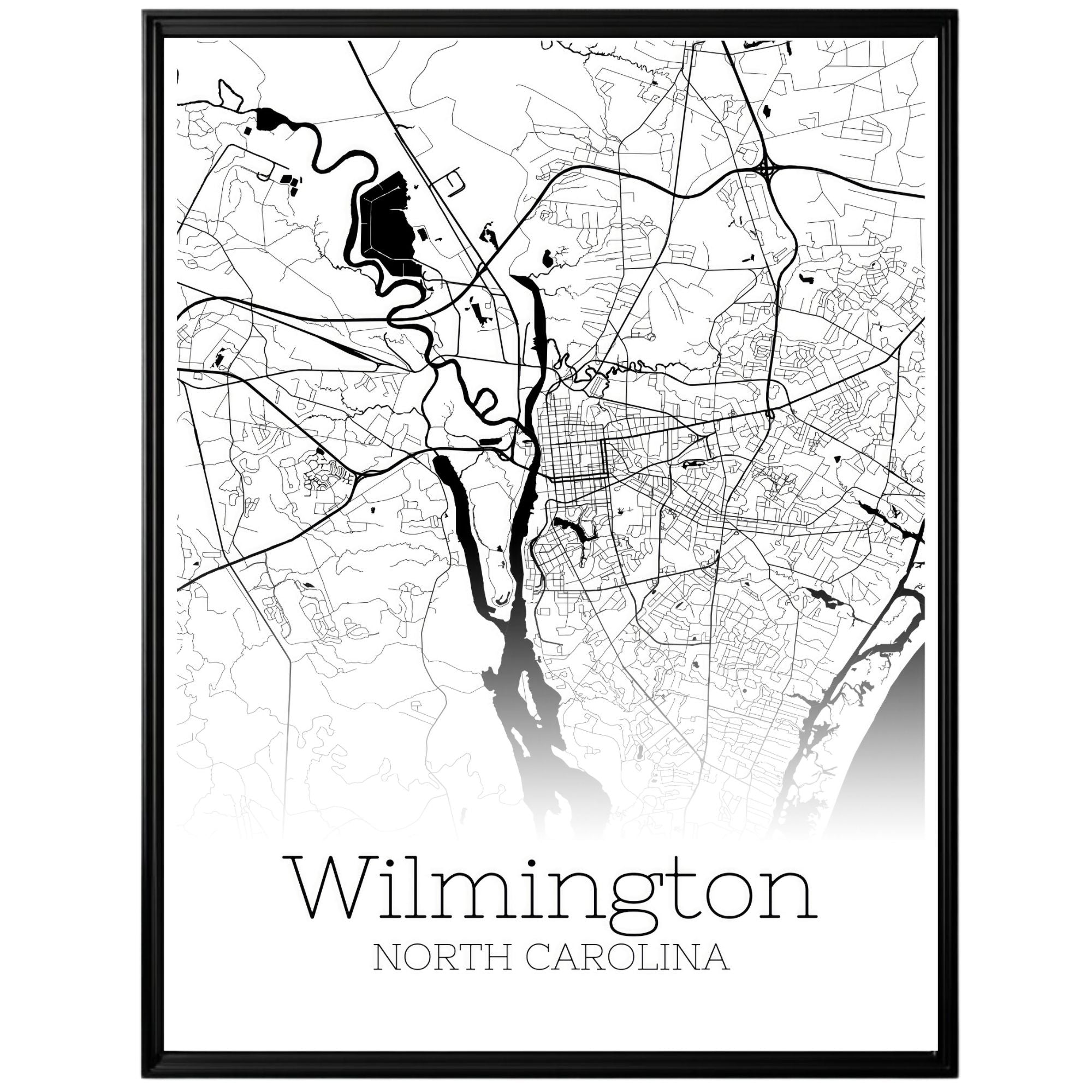 Wilmington North Carolina City Map Poster - GroovyGrove