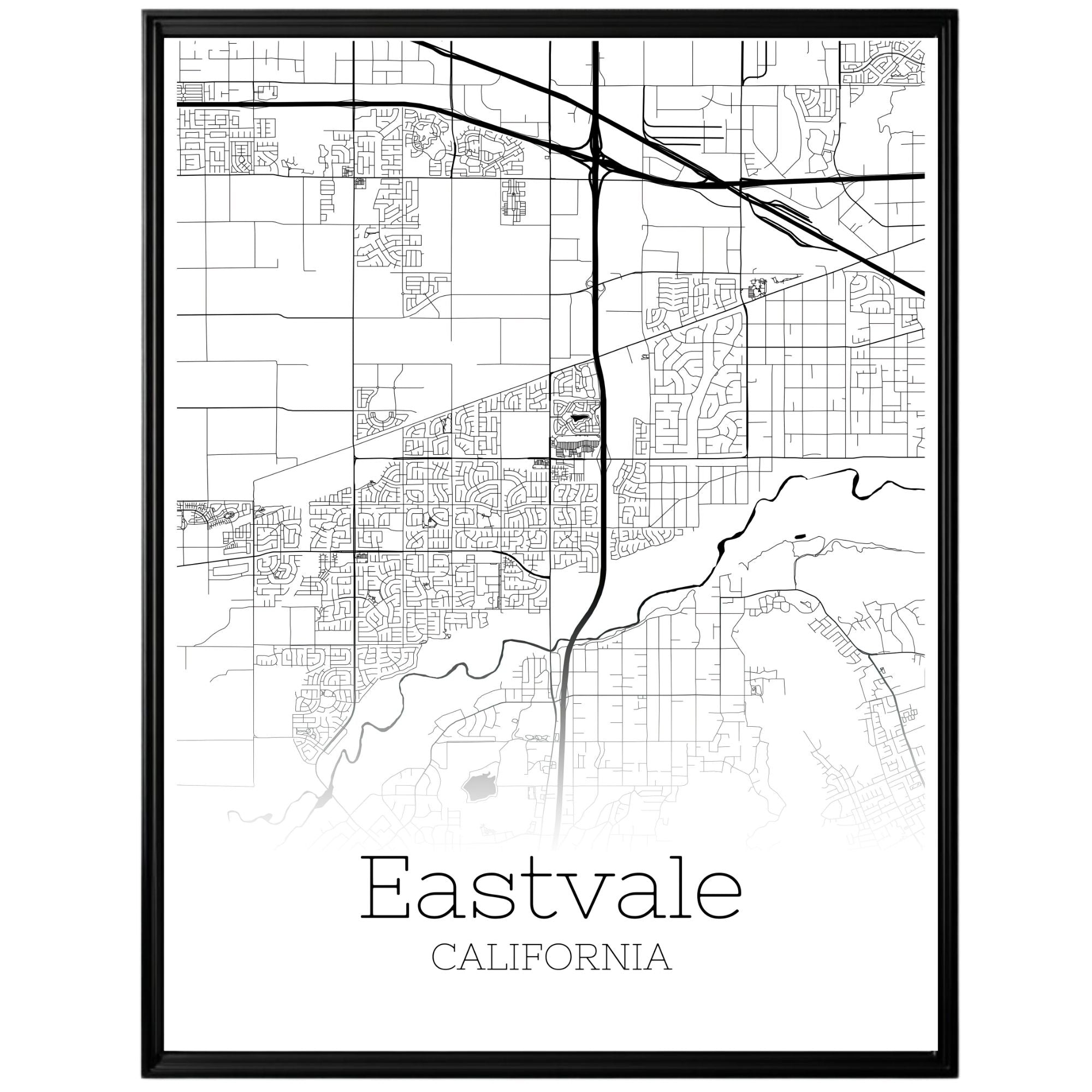 Eastvale California City Map Poster - GroovyGrove