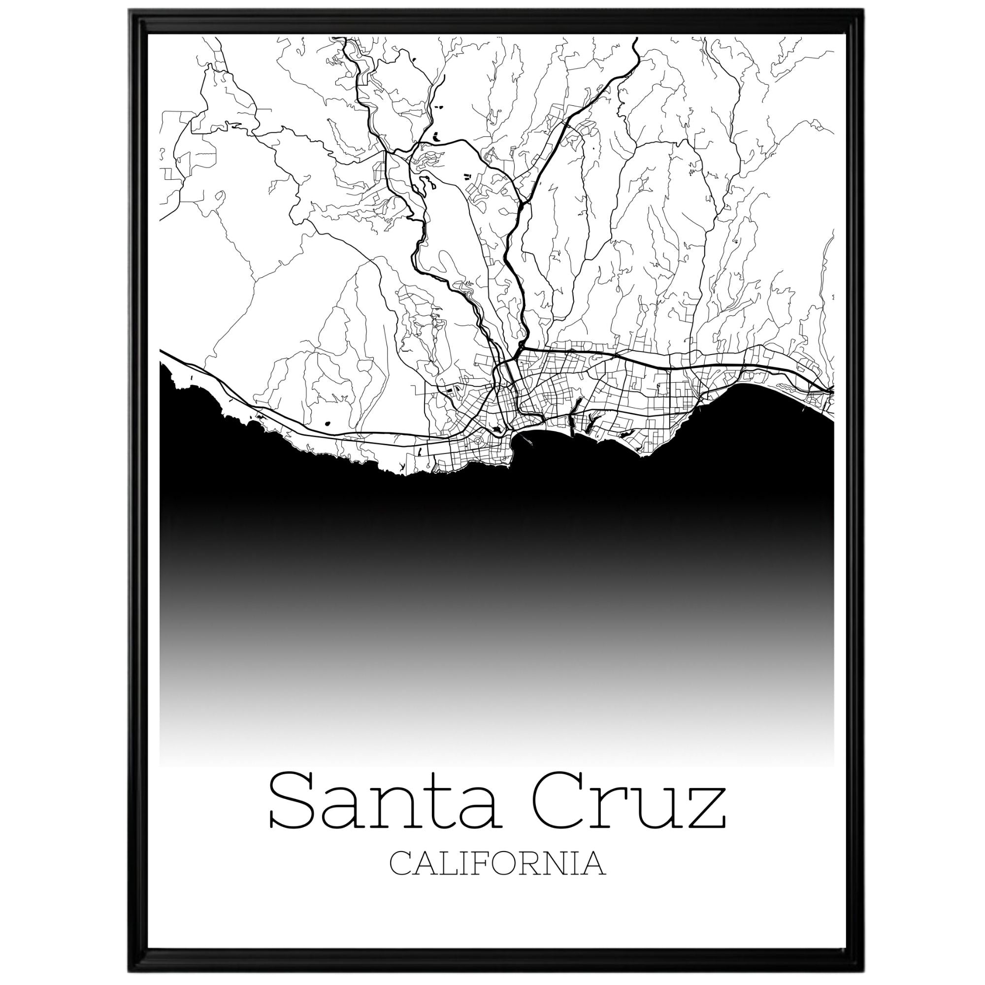 Santa Cruz California City Map Poster - GroovyGrove