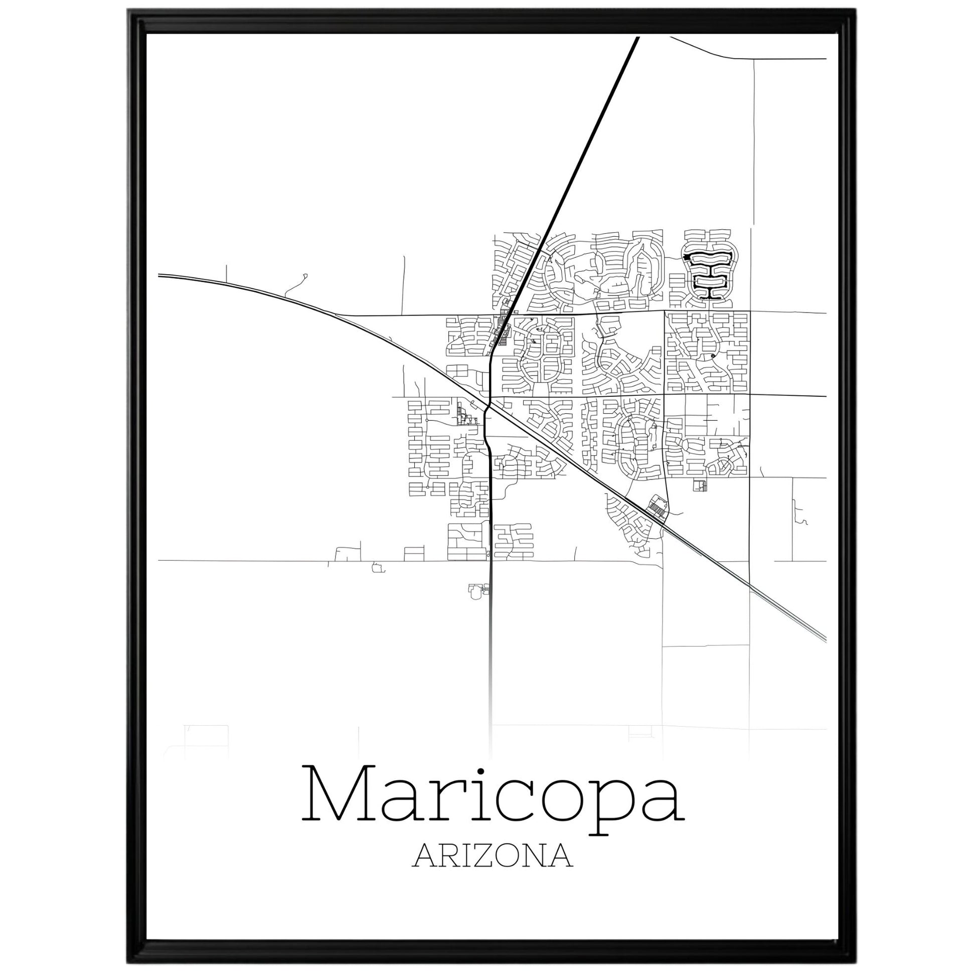 Maricopa Arizona City Map Poster - GroovyGrove