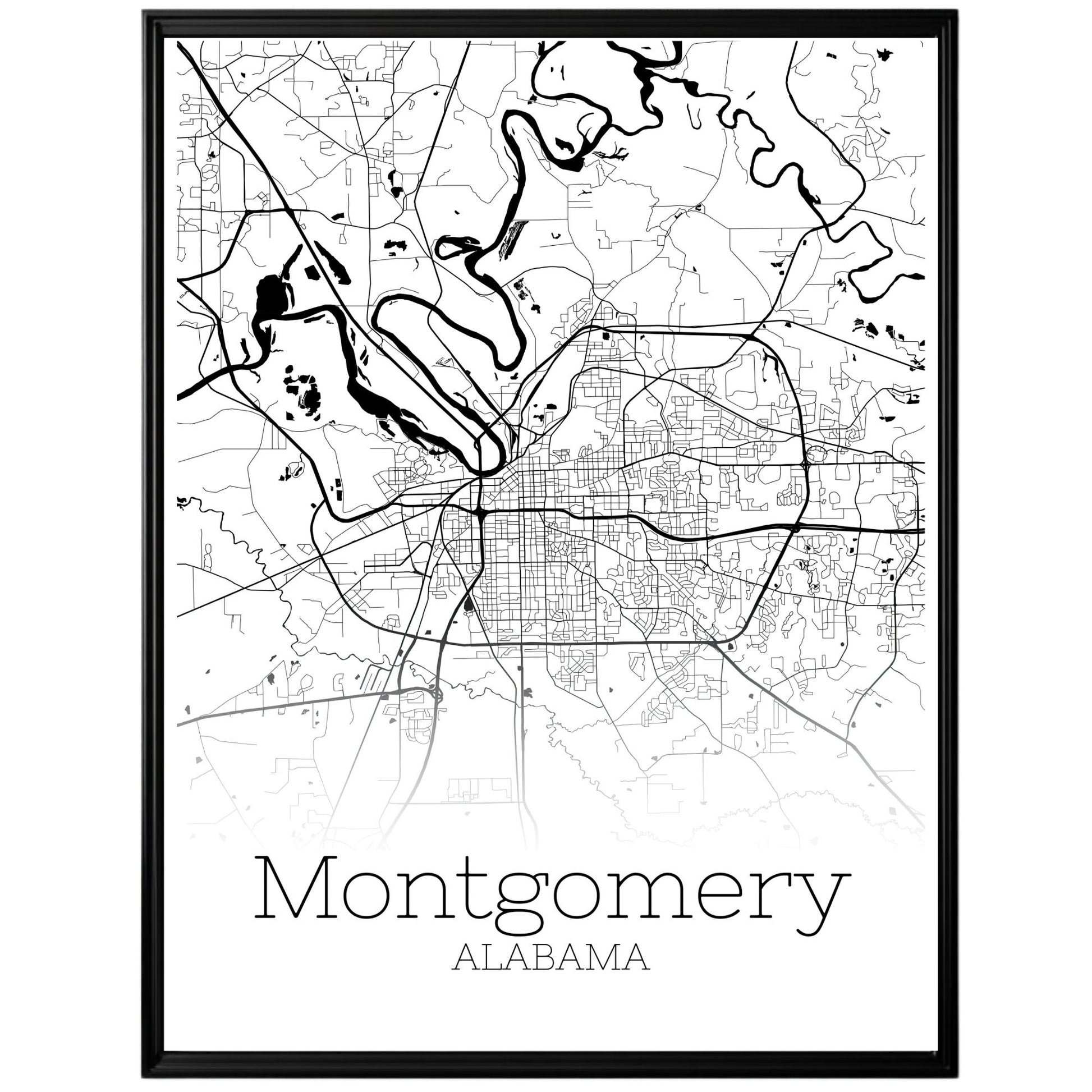 Montgomery Alabama City Map Poster - GroovyGrove