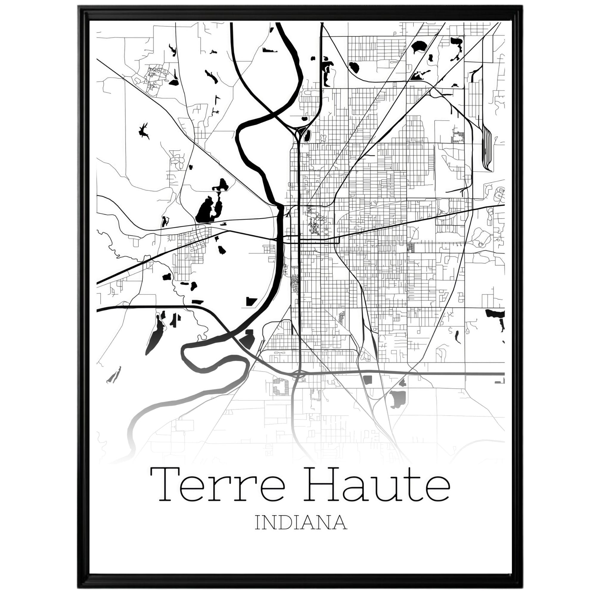 Terre Haute Indiana City Map Poster - GroovyGrove