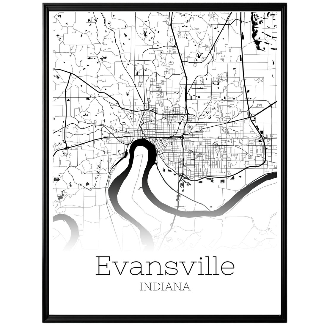 Evansville Indiana City Map Poster - GroovyGrove