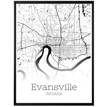 Evansville Indiana City Map Poster - GroovyGrove