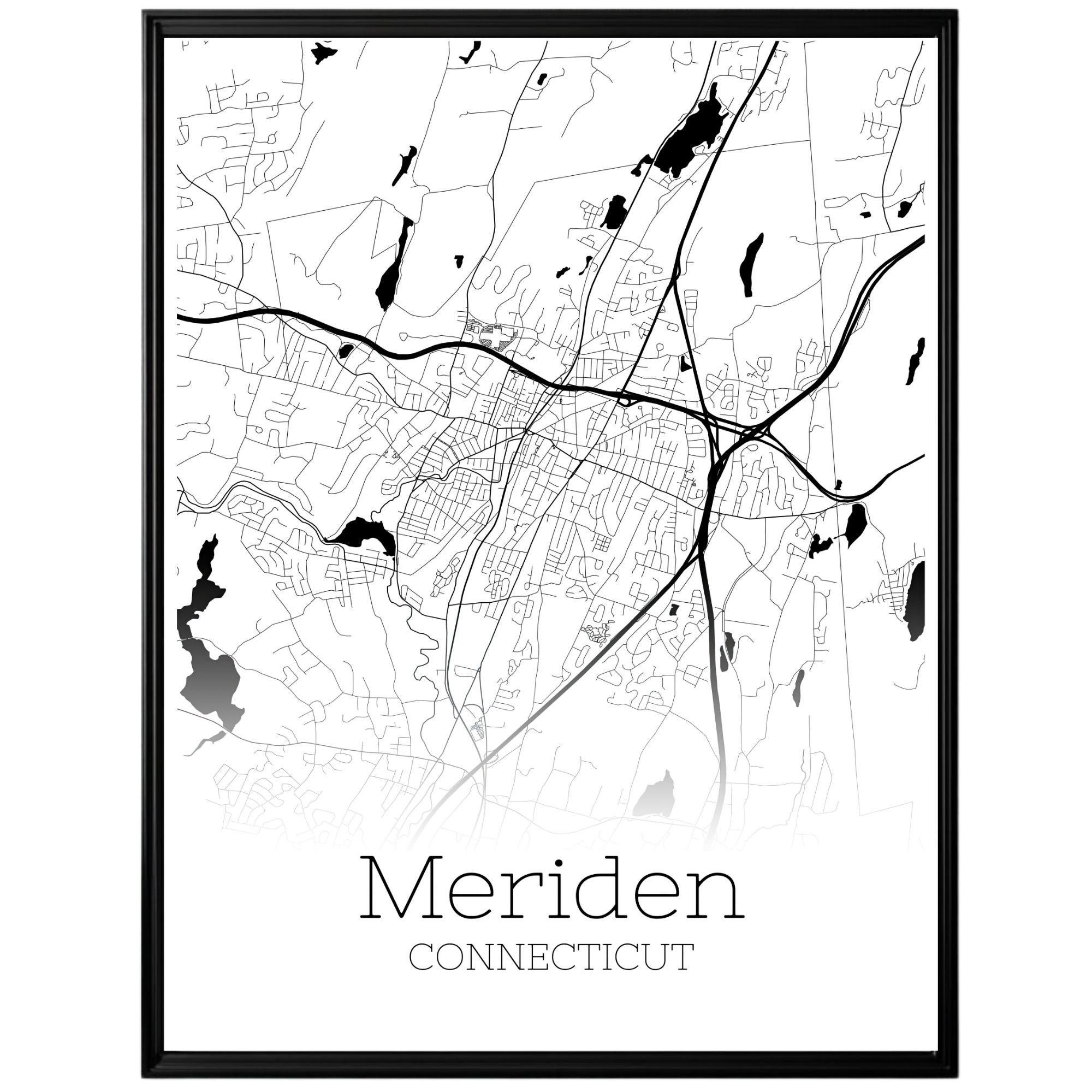 Meriden Connecticut City Map Poster - GroovyGrove