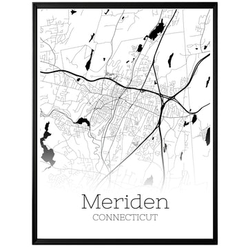 Meriden Connecticut City Map Poster - GroovyGrove