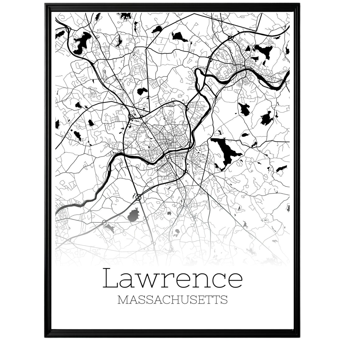 Lawrence Massachusetts City Map Poster - GroovyGrove