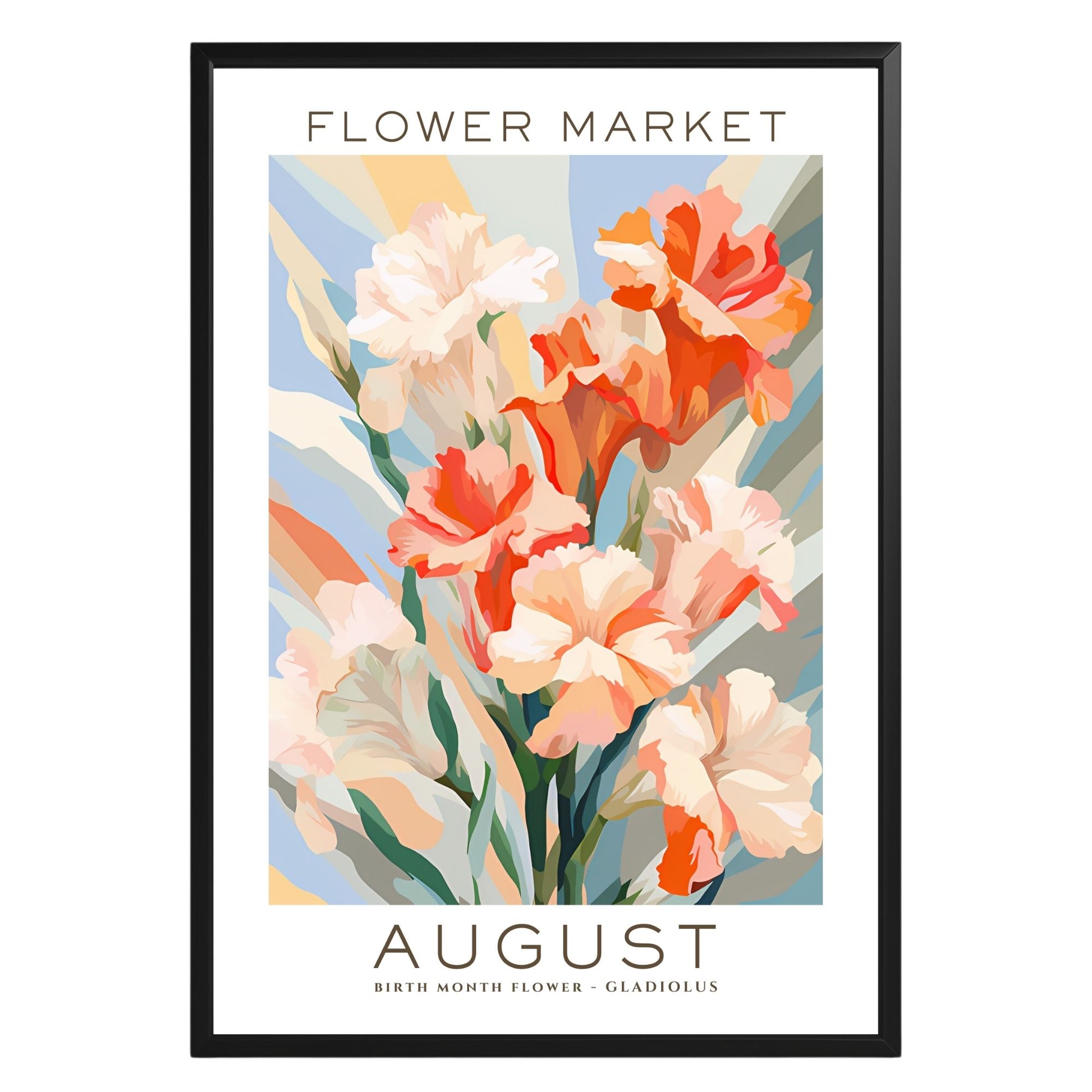 August Birthday Flower Market Poster - GroovyGrove