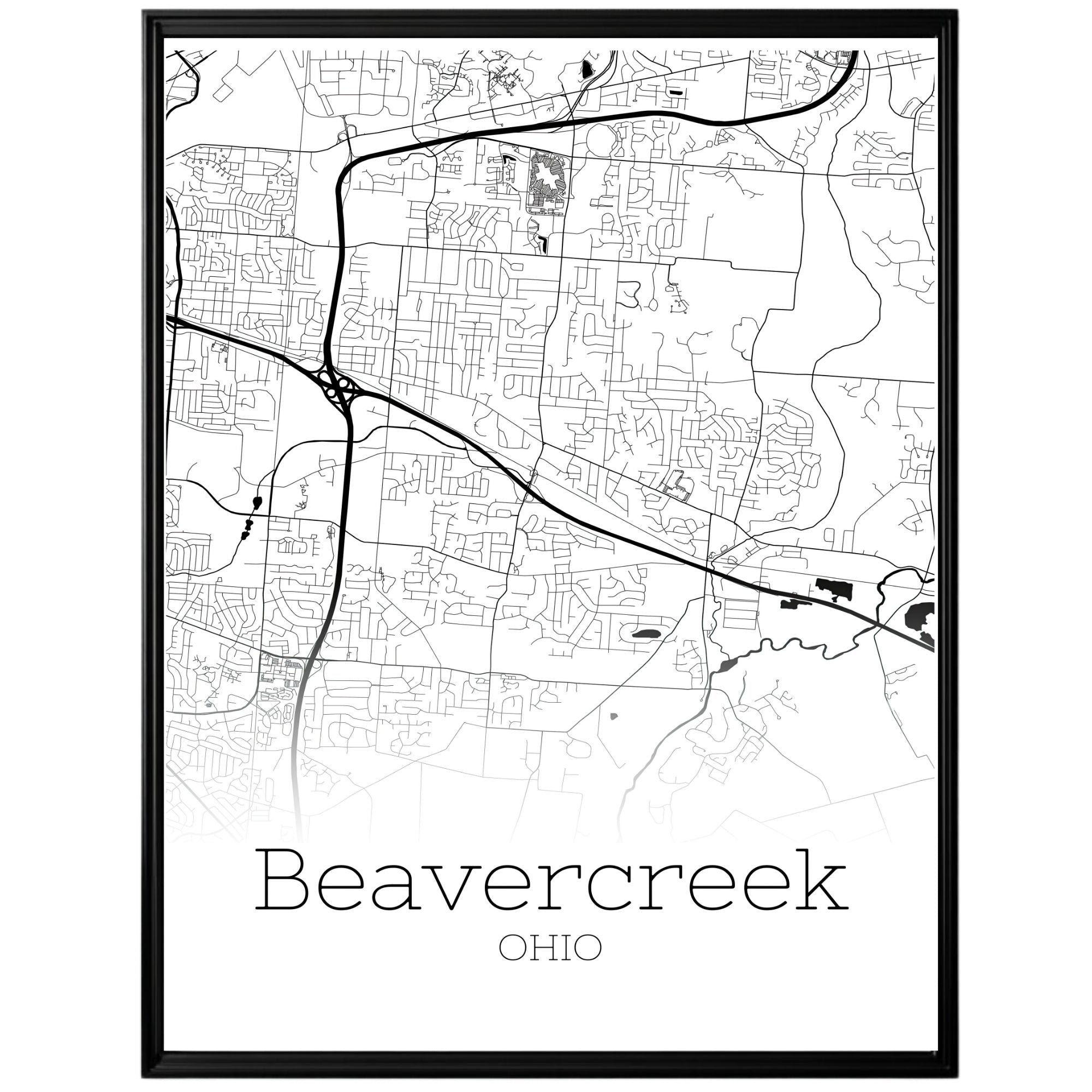 Beavercreek Ohio City Map Poster - GroovyGrove