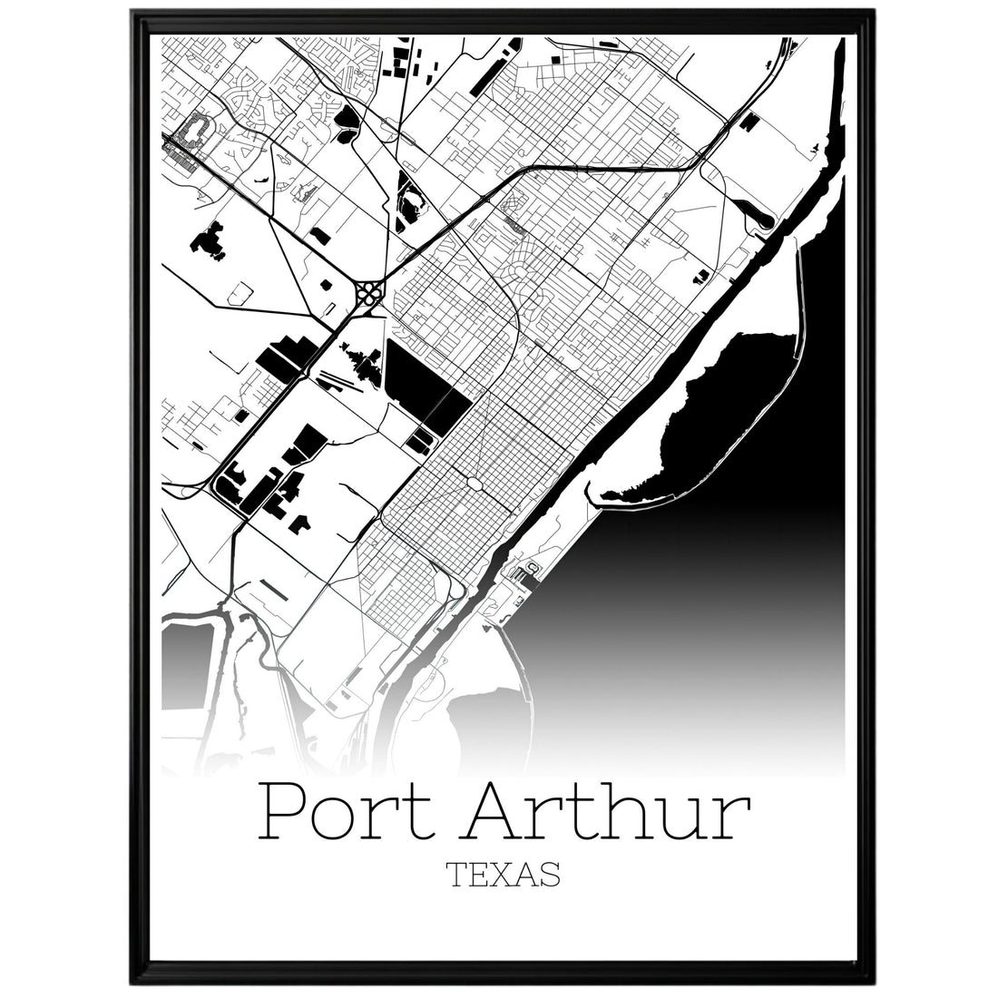 Port Arthur Texas City Map Poster - GroovyGrove