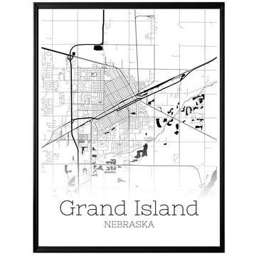 Grand Island Nebraska City Map Poster - GroovyGrove