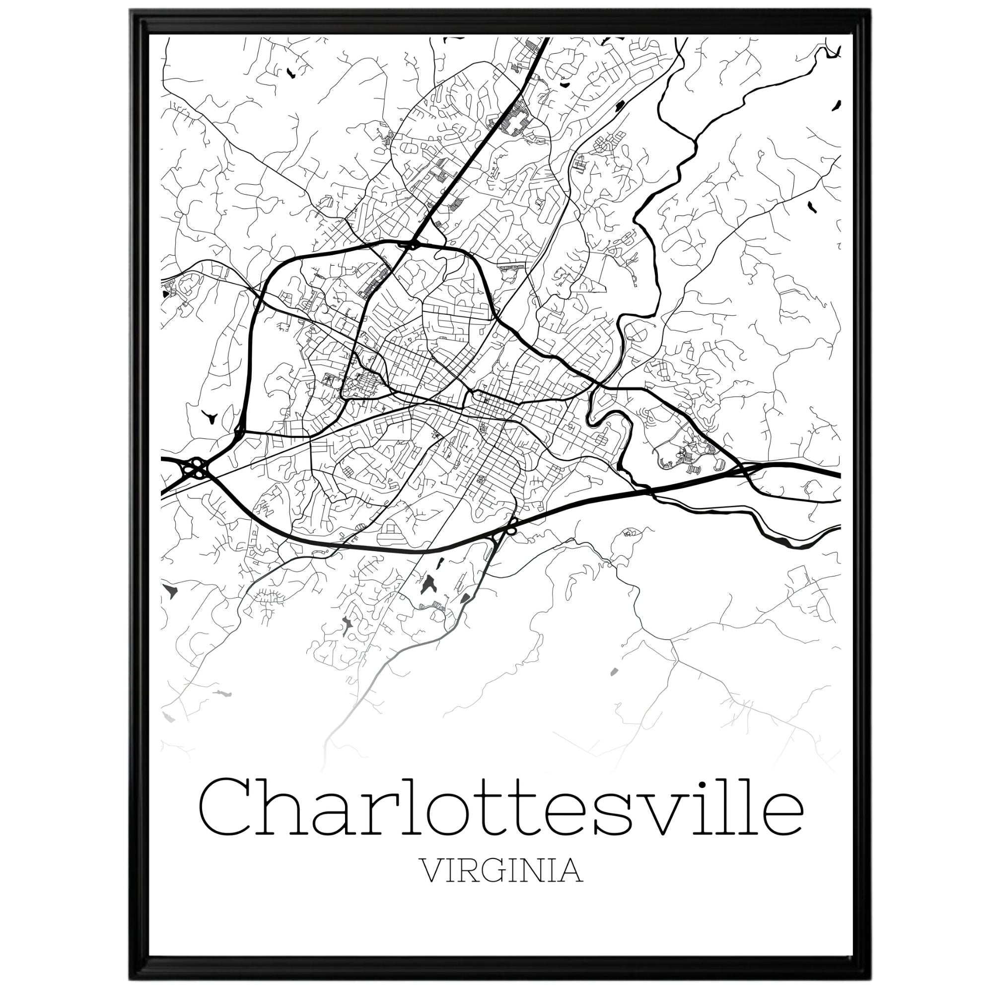 Charlottesville Virginia City Map Poster - GroovyGrove