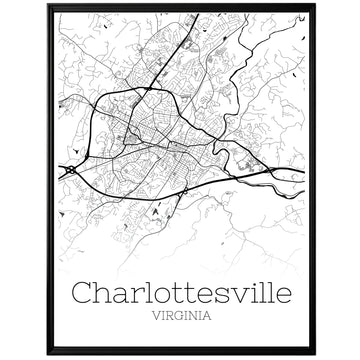 Charlottesville Virginia City Map Poster - GroovyGrove