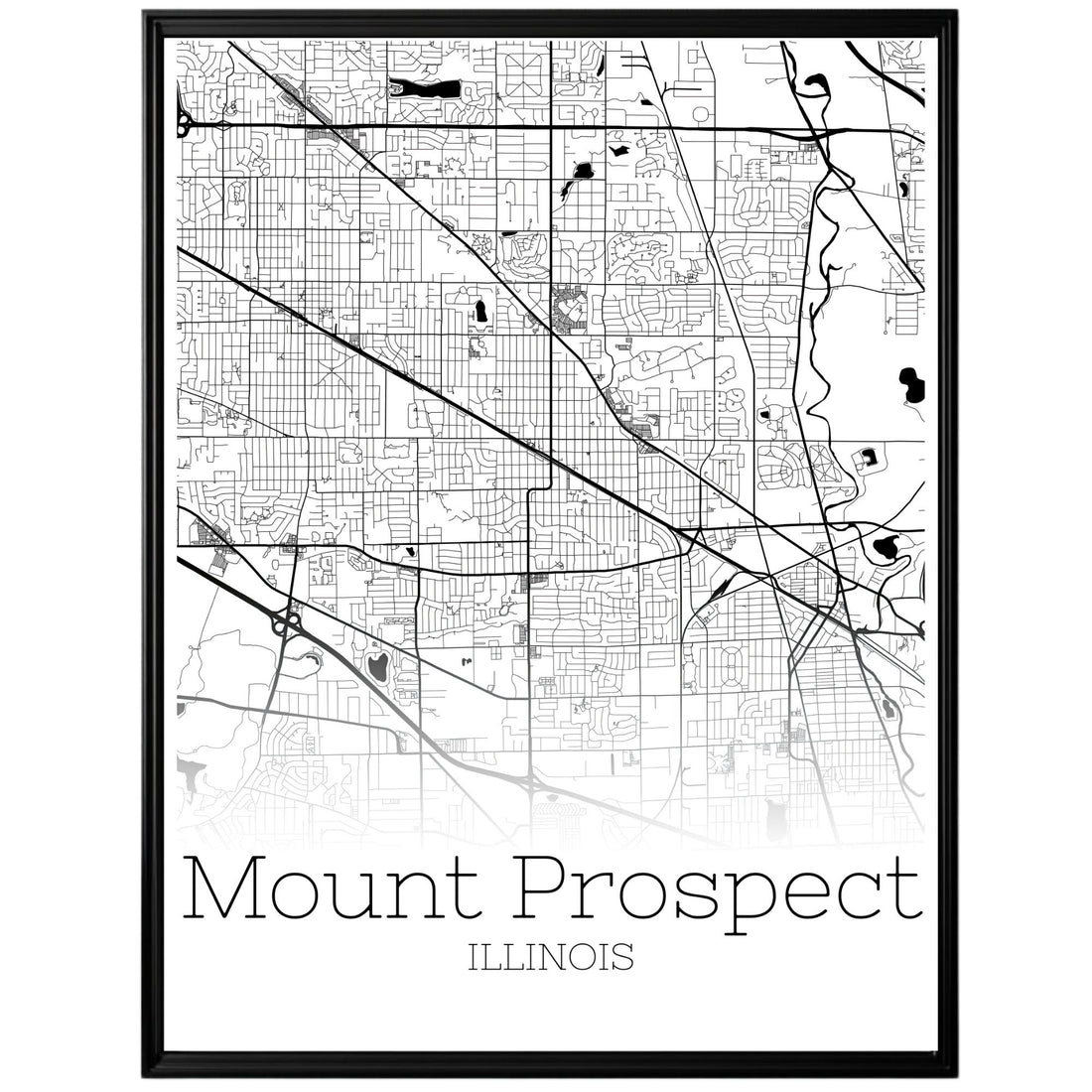 Mount Prospect Illinois City Map Poster - GroovyGrove