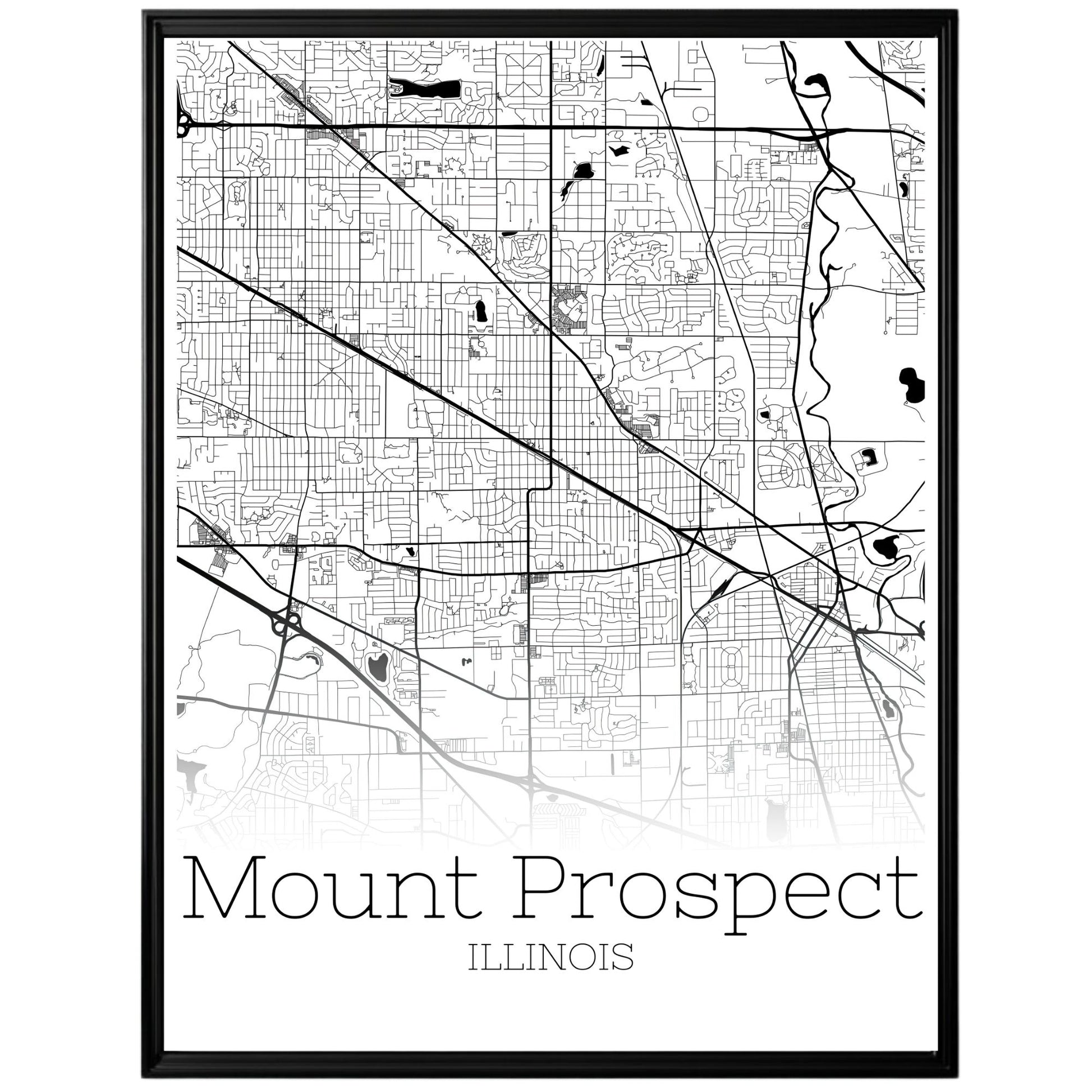 Mount Prospect Illinois City Map Poster - GroovyGrove