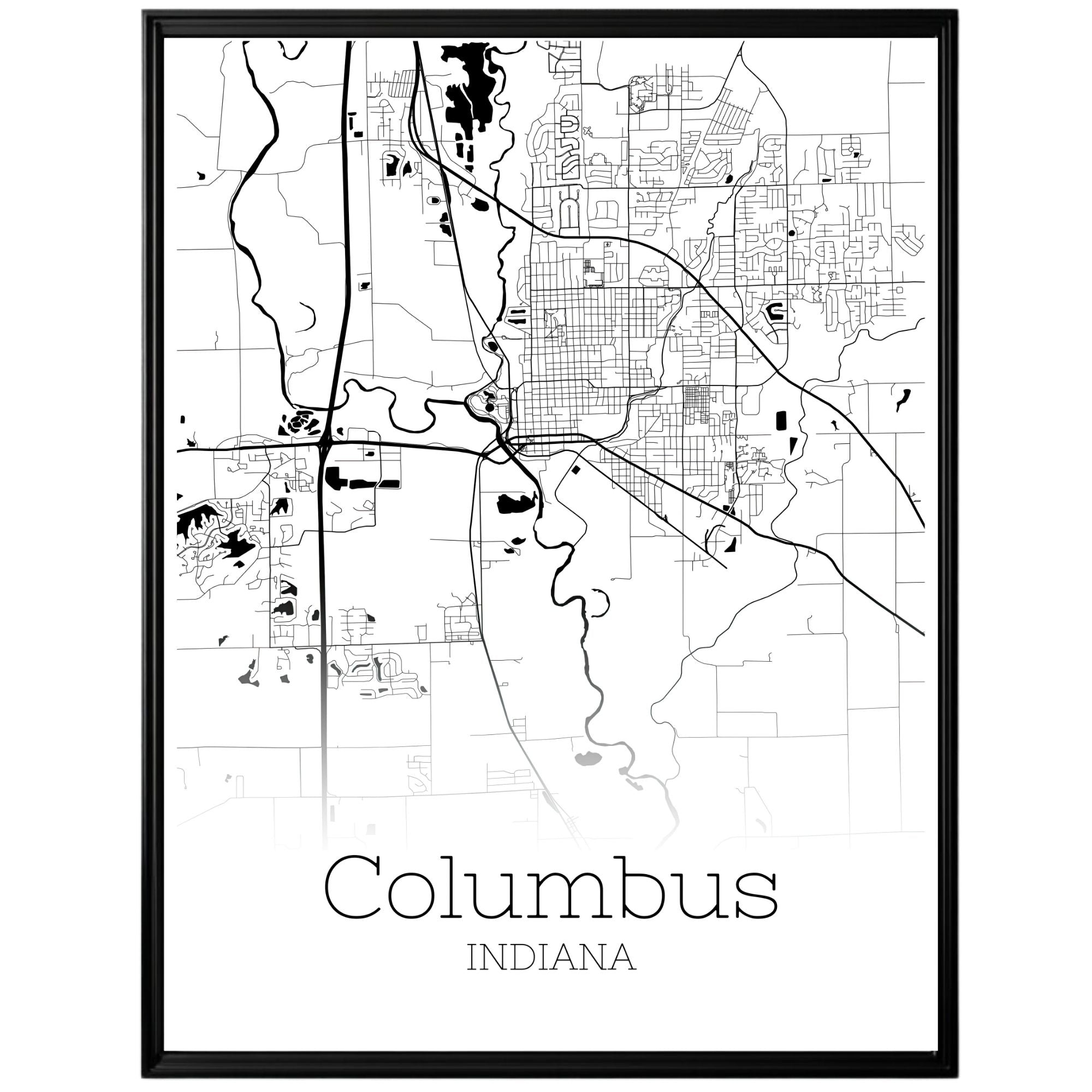 Columbus Indiana City Map Poster - GroovyGrove