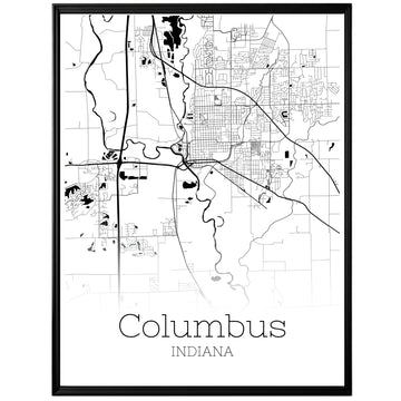 Columbus Indiana City Map Poster - GroovyGrove