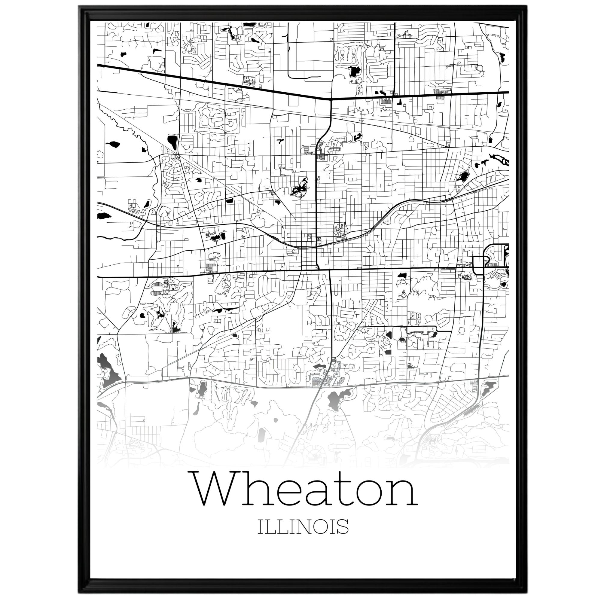 Wheaton Illinois City Map Poster - GroovyGrove