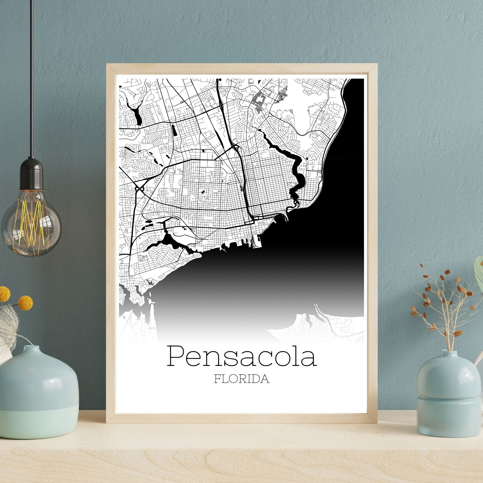 Pensacola Florida City Map Poster - GroovyGrove